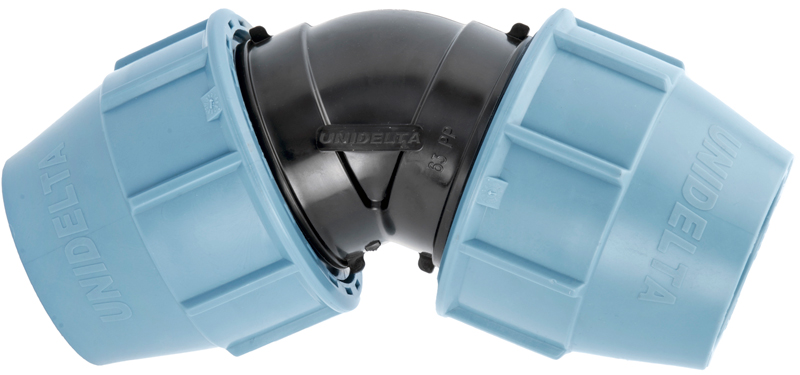Kolano UNIDELTA PE/PE 25x25 /45°